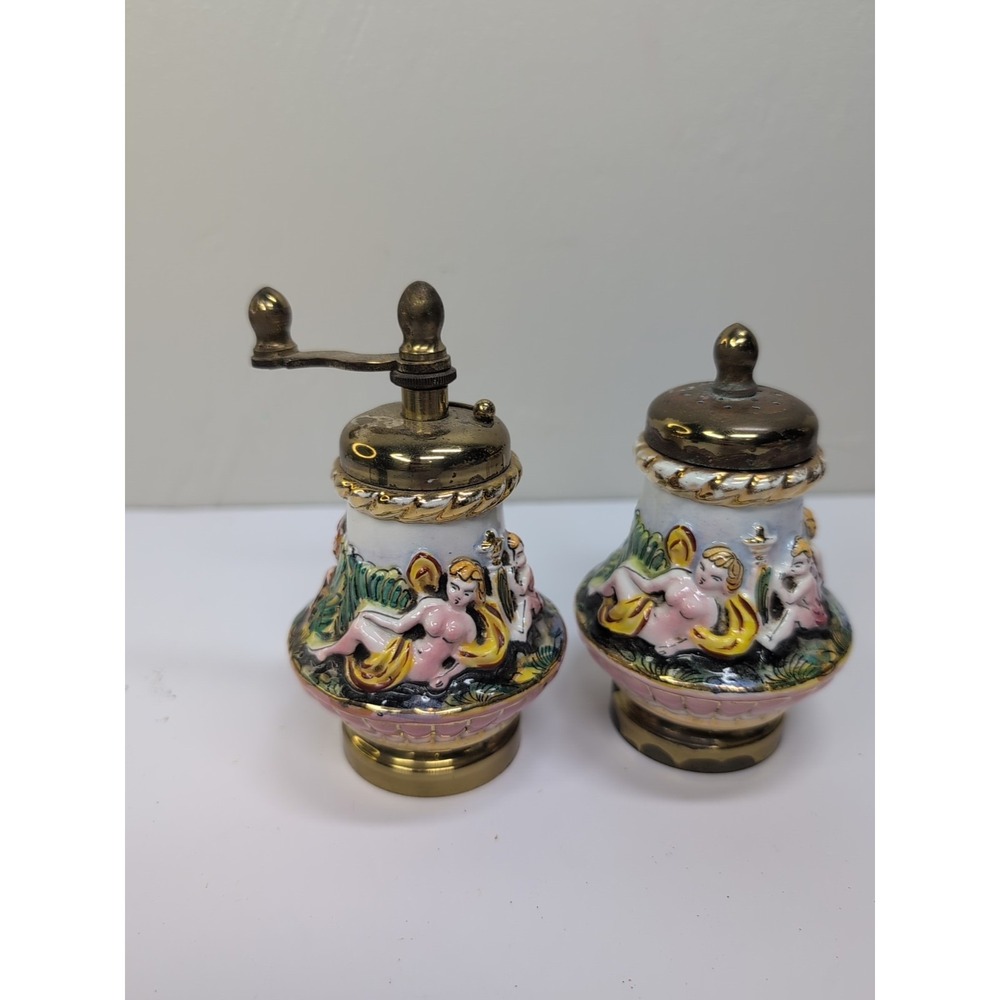 Macina Temperata Porcelain Pepper Mill & Salt Shaker Made In‎ Italy Vintage